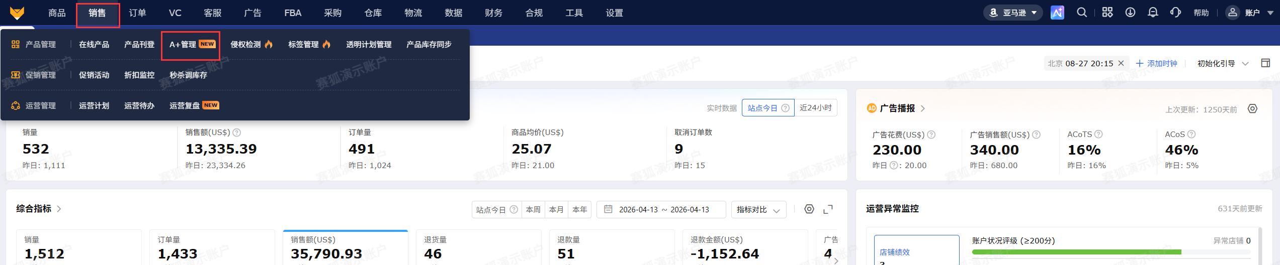 亚马逊A+页面如何高效管理?专业跨境电商亚马逊ERP