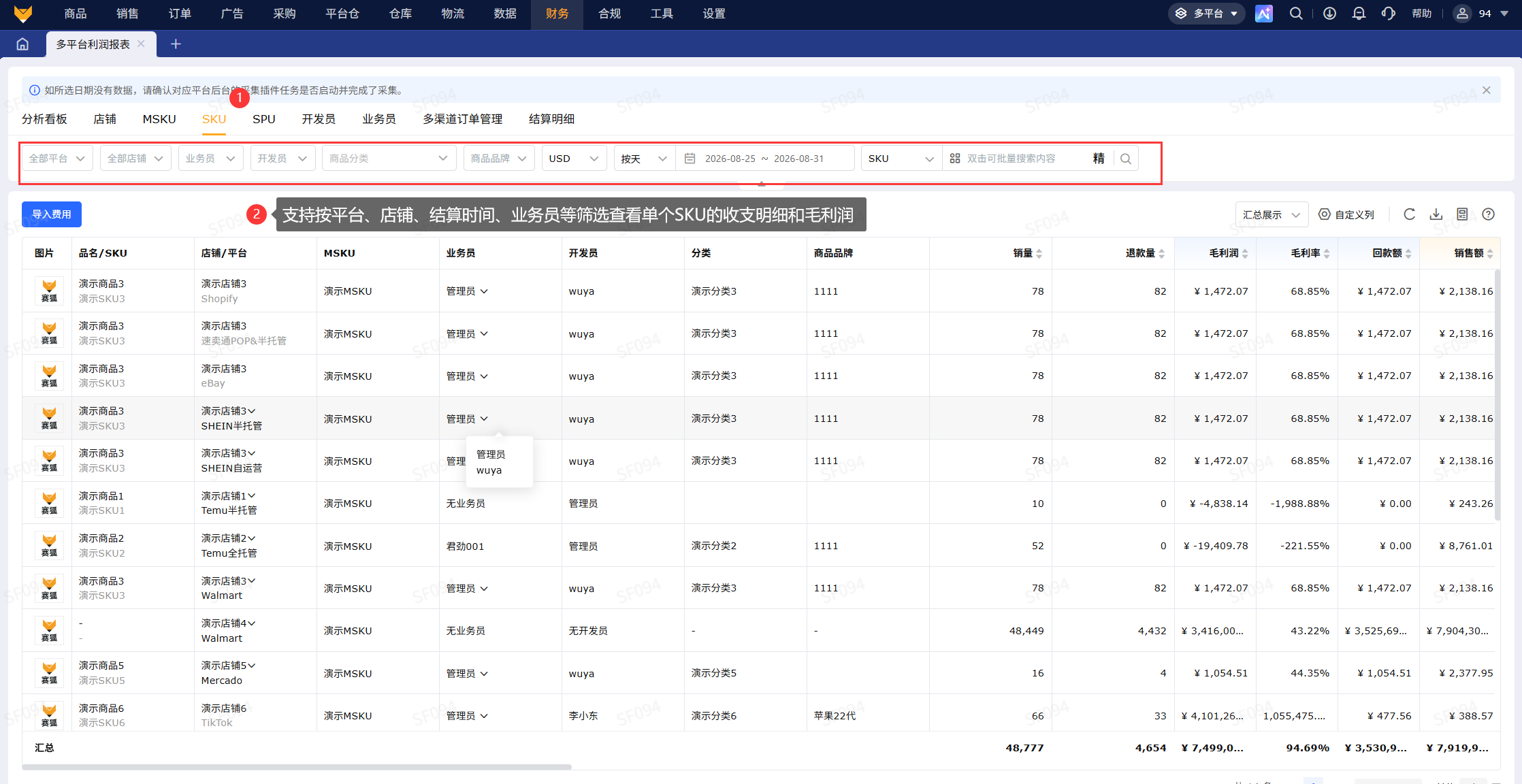 多平台利润报表_多平台利润分析_专业跨境电商ERP