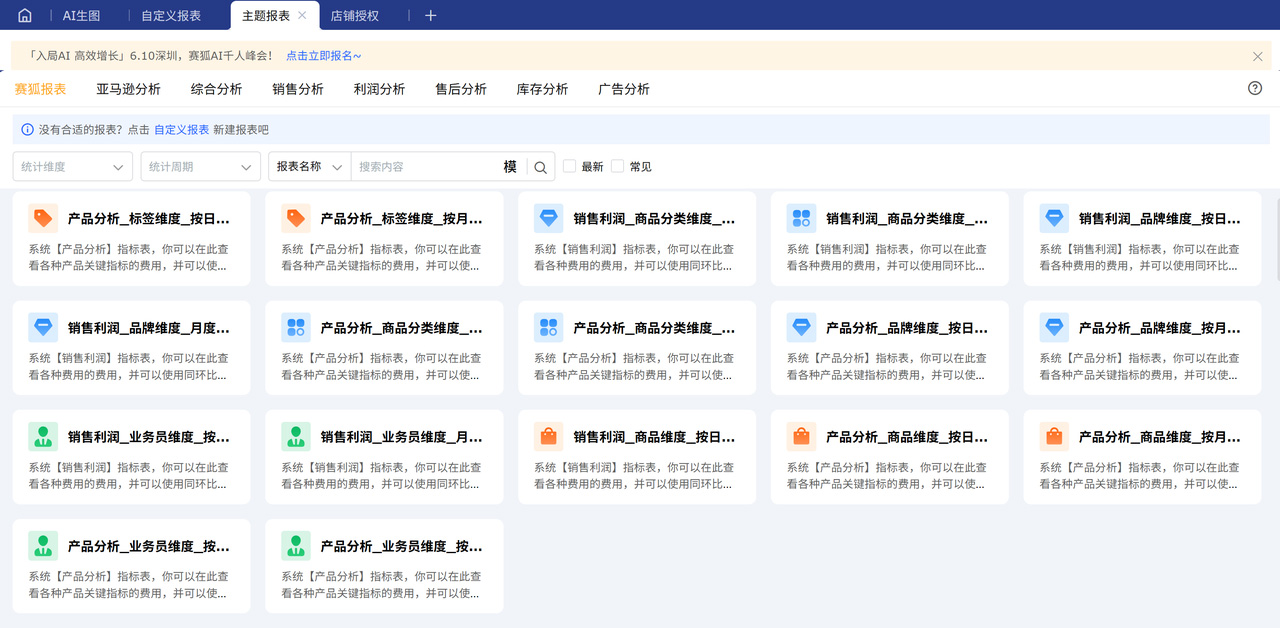跨境电商数据分析BI系统一体化工具赛狐ERP
