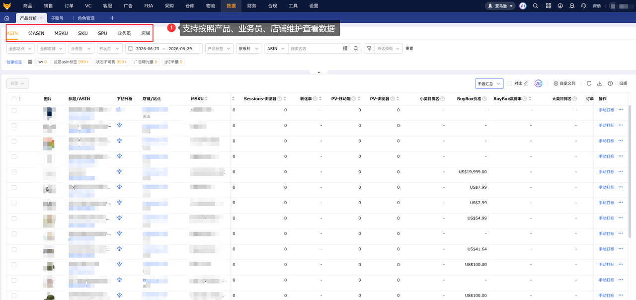 亚马逊产品分析工具赛狐ERP数据全维度监控功能