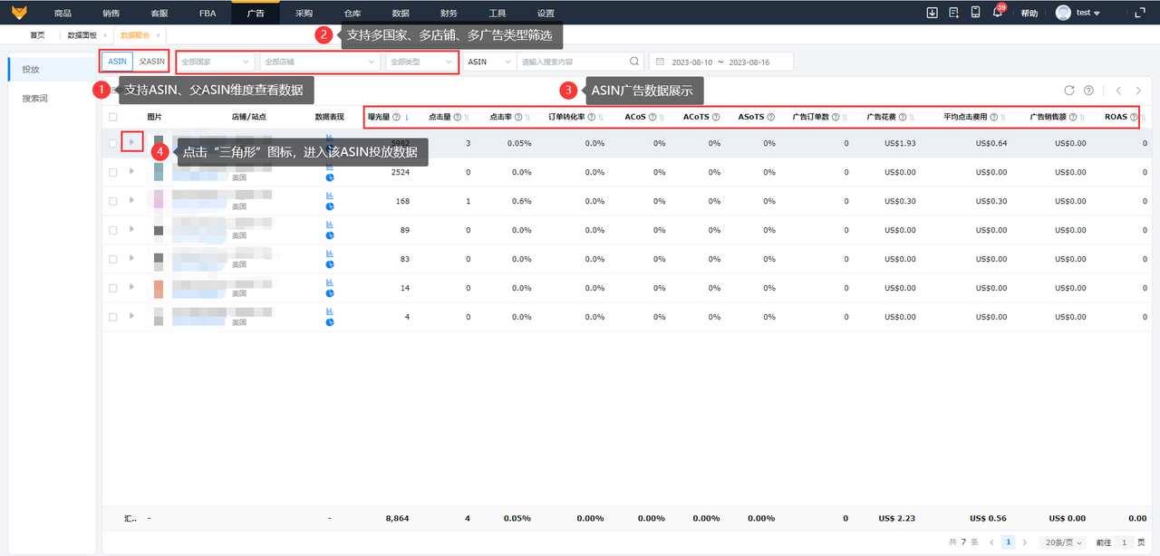 亚马逊广告报告整体数据分析工具赛狐ERP
