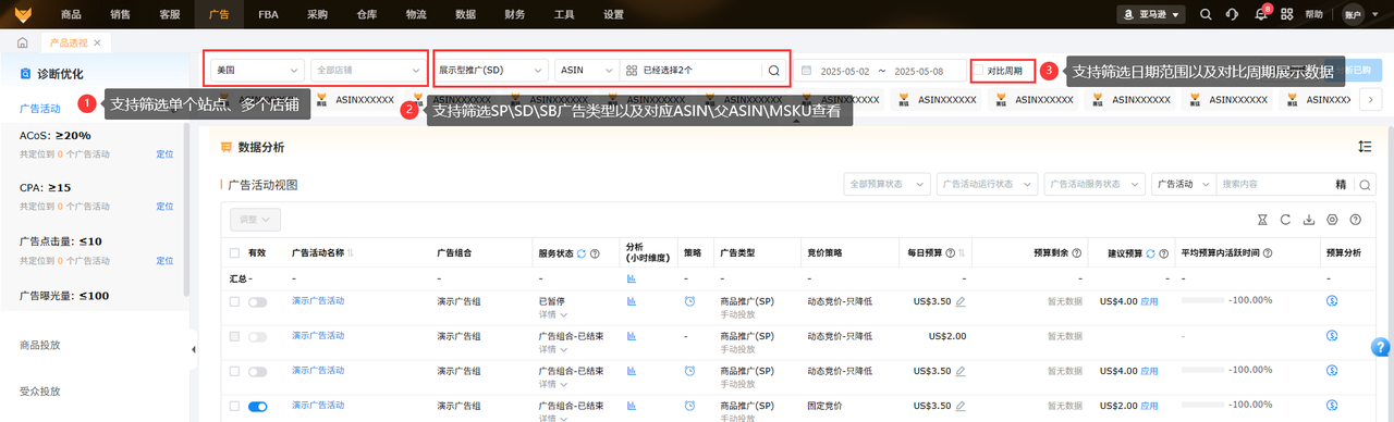 亚马逊广告产品透视工具赛狐ERP