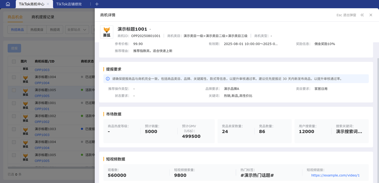赛狐ERP的TK商机中心功能助力快速评估商机价值