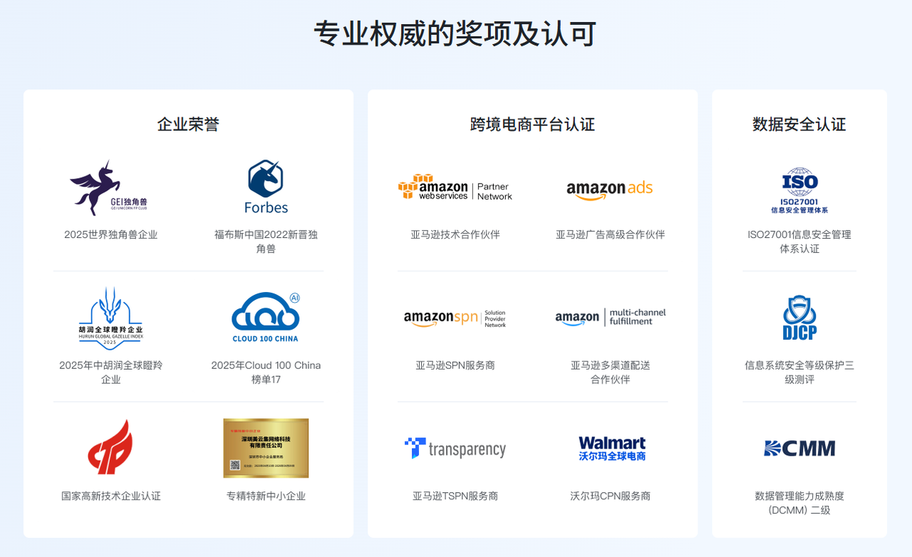 赛狐ERP专业权威的奖项及认可