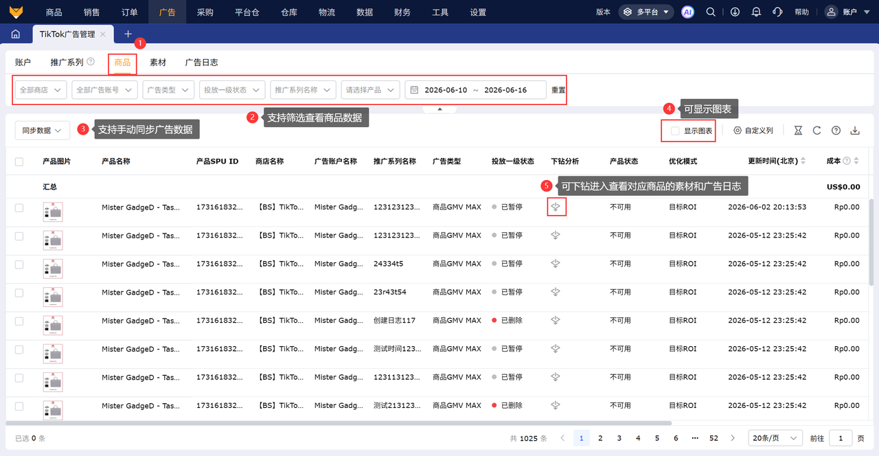 tiktok广告投放数据报表工具赛狐ERP